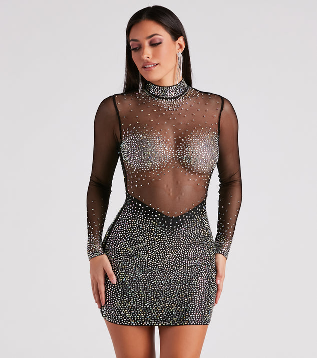 Tate Rhinestone Mesh Bodycon Party Dress