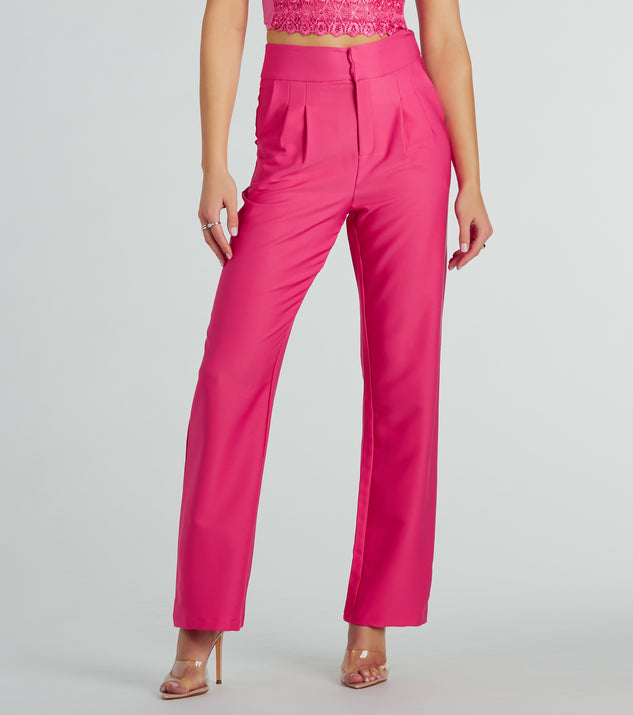 Straight leg trousers women's high-rise pants