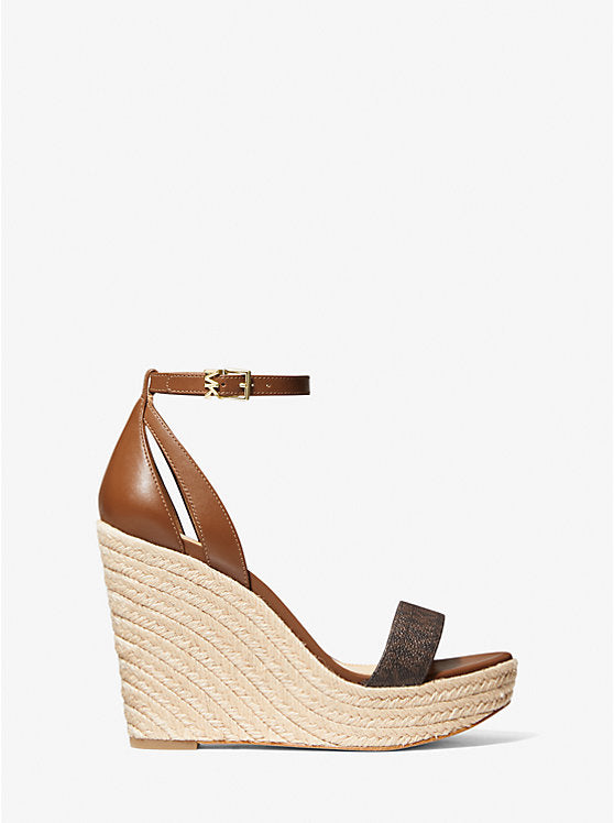 Michael Kors Kimberly wedge sandal with leather and logo print