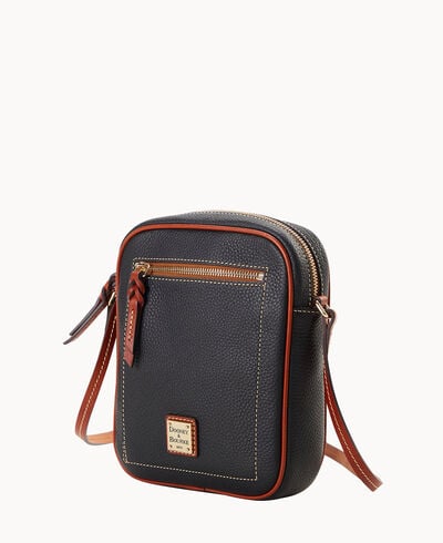 Pebble Grain Camera Crossbody Bag in leather