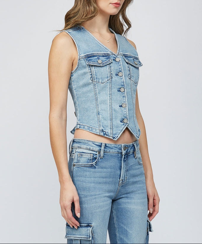 Hidden Rebel Sleeveless Denim Vest for Women