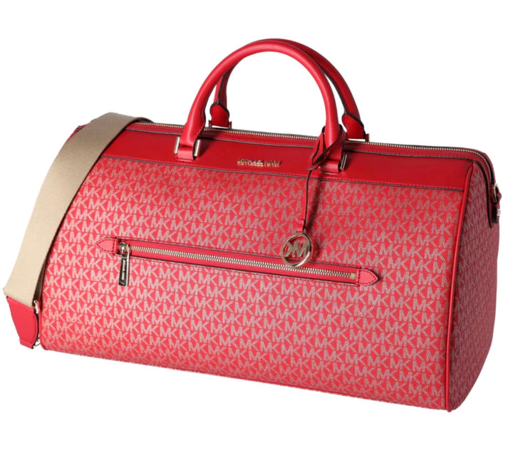 Michael Kors Red Duffle Bag with MK Signature