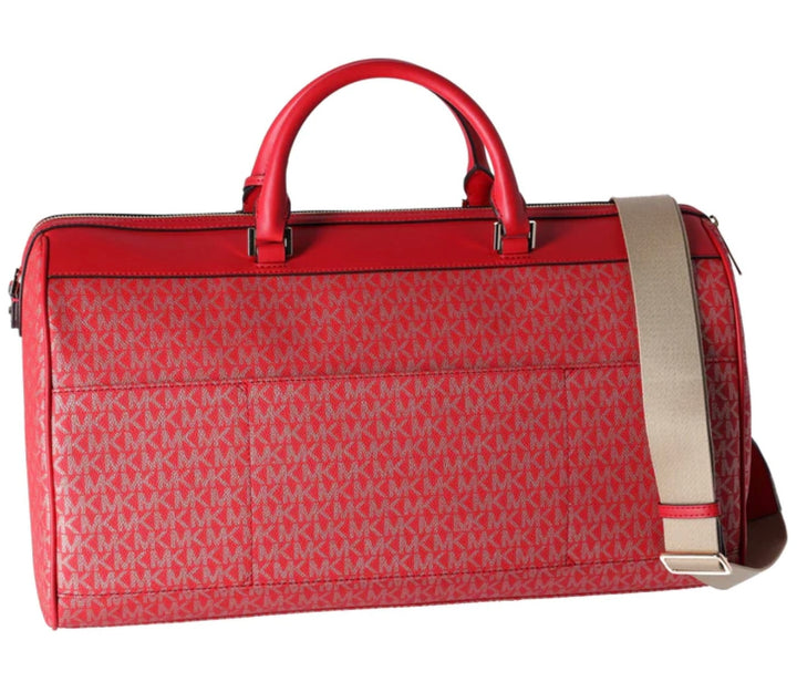 Michael Kors Red Duffle Bag with MK Signature