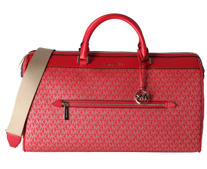 Michael Kors Red Duffle Bag with MK Signature