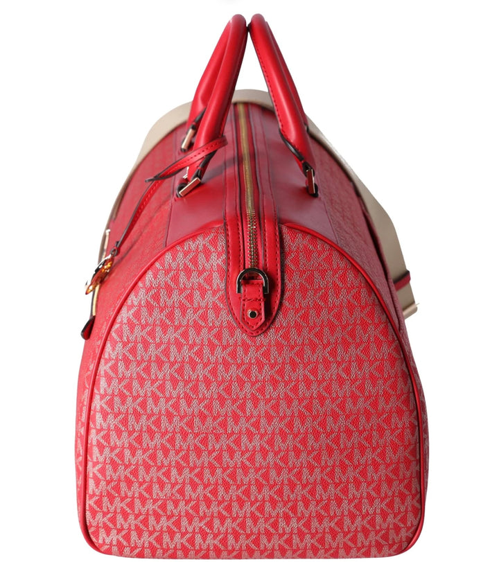 Michael Kors Red Duffle Bag with MK Signature