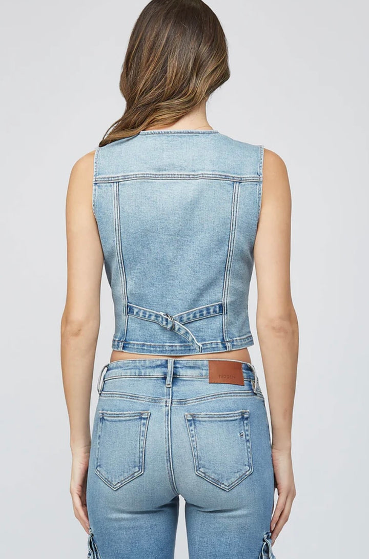 Hidden Rebel Sleeveless Denim Vest for Women