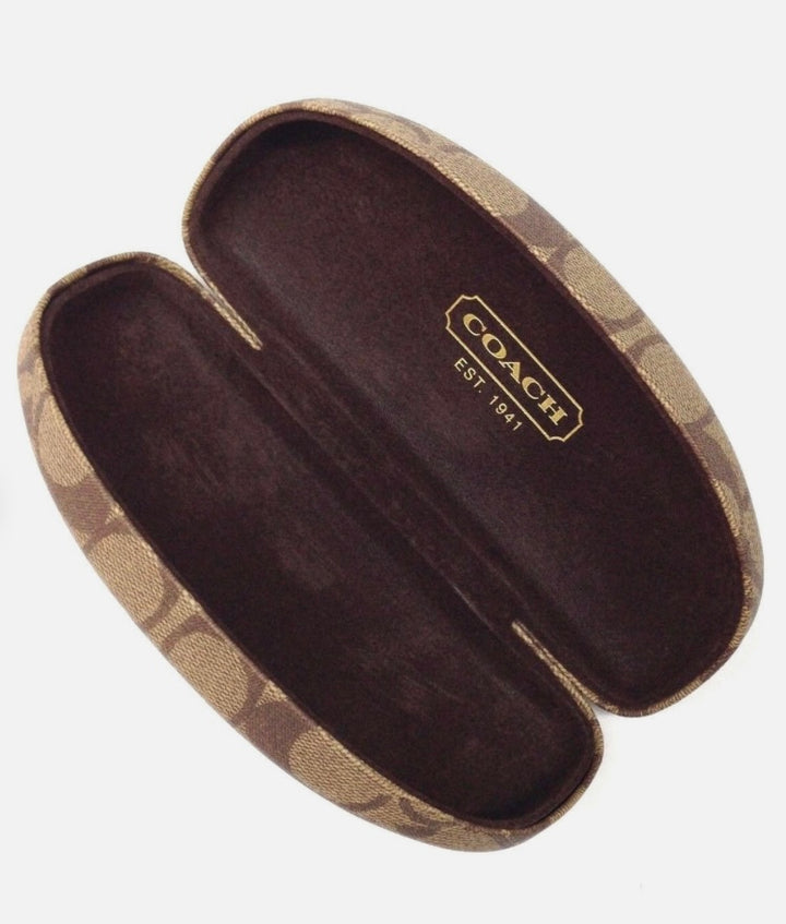 Coach Monogram Hard Glasses Case Leather Details