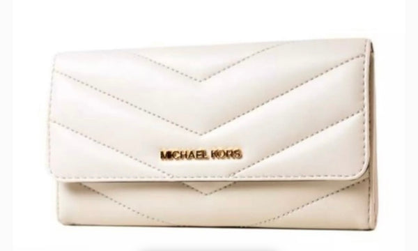 Micheal Kors Jet Set Travel Large Trifold Quilted Stripe Wallet