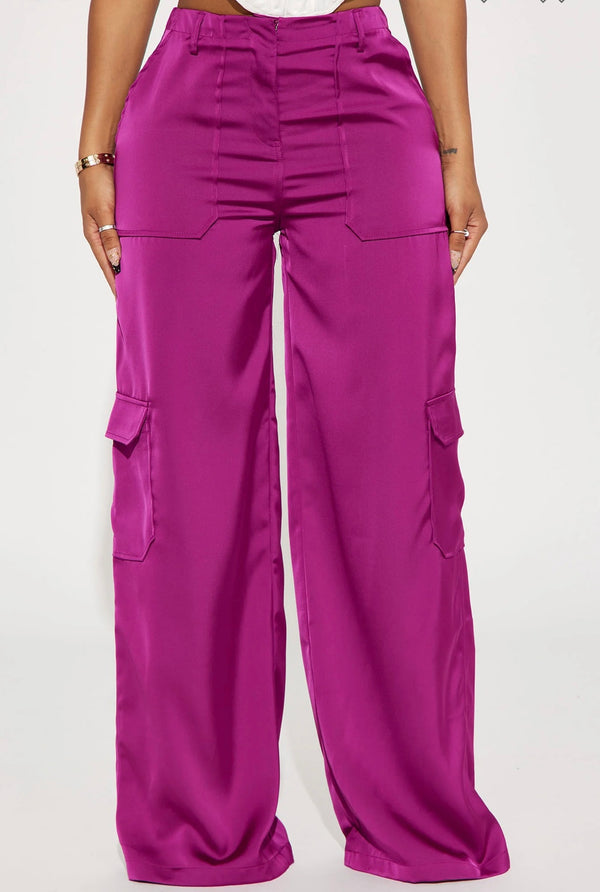 Pretty Girl Walk Satin Cargo Pant