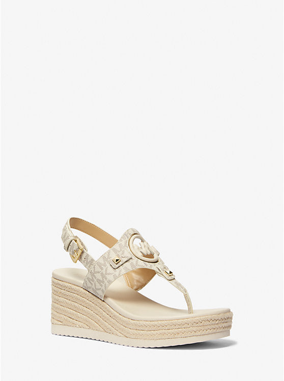 Micheal Kors Aubrey Cutout Signature Logo Wedge Sandal