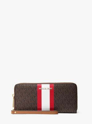 Michael Kors Large Stripe Wallet Logo Print