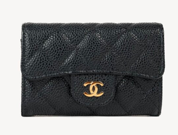 Chanel Quilted Caviar Compact Flap Wallet