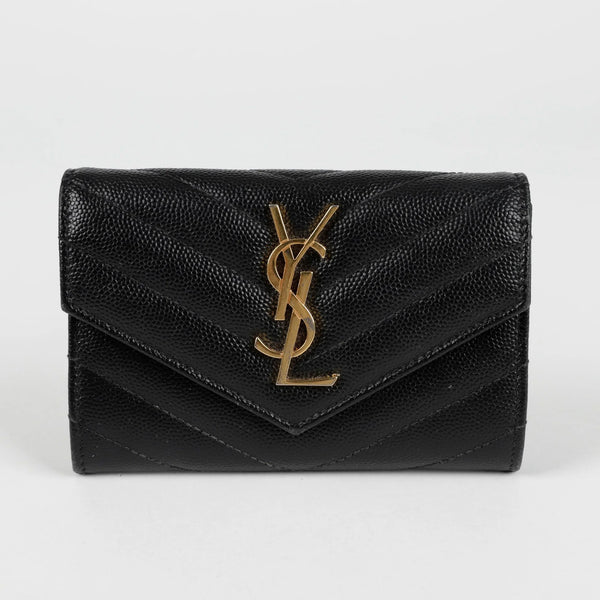 Saint Laurent Small Pebbled Logo Plaque Cardholder
