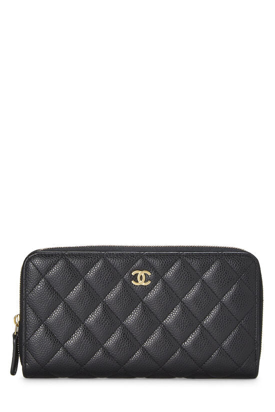 Chanel Gusset Quilted Zip Around Wallet
