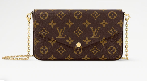 LV Pochette Felicie Shoulder Bag-Brown Flower