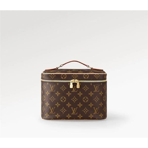 L Cosmetic Makeup Bag-Brown Flower (20cm)