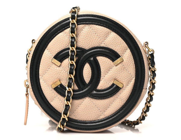CC Caviar Quilted Round Filigree Crossbody