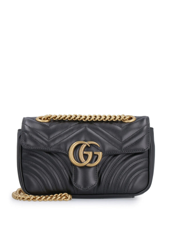 GG Quilted Mini Chain Bag-Black/Gold