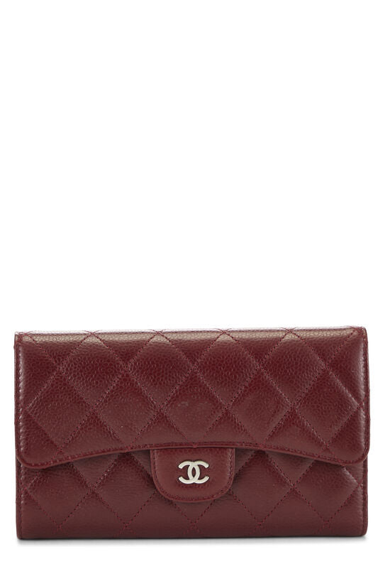 CC Caviar Quilted Large Wallet-Burgundy