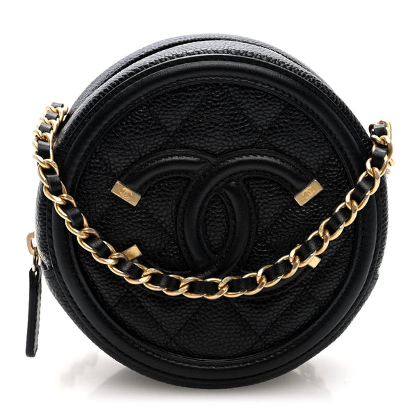 CC Caviar Quilted Round Crossbody