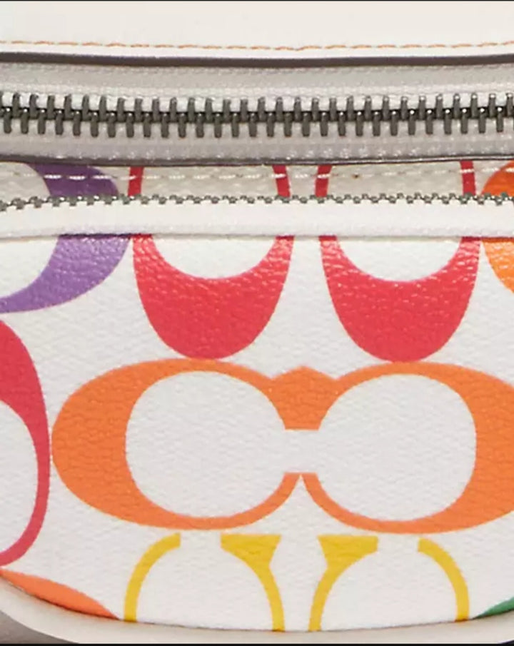 Rainbow Signature Canvas Belt Bag with leather accents