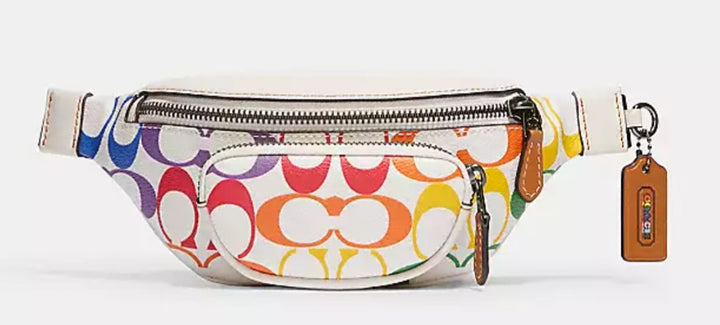 Rainbow Signature Canvas Belt Bag with leather accents
