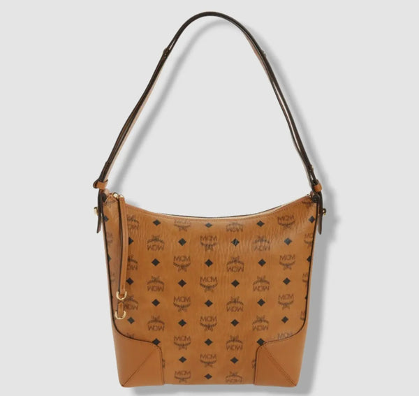 MCM Klara Monogram Medium Visetos Leather Shoulder Hobo Bag