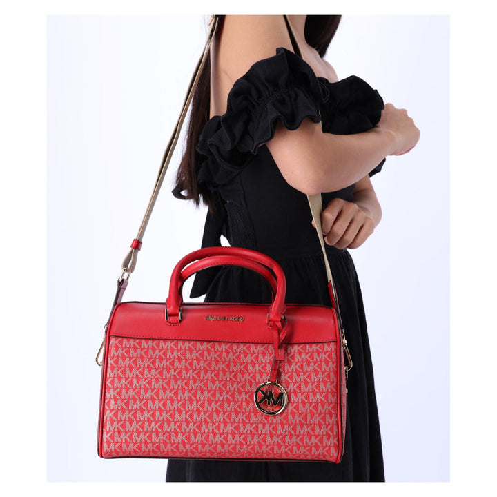 Michael Kors Red Duffle Bag MK Signature for Travel